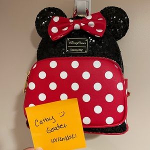 Minnie Mouse sequin and polka dot Loungefly backpack